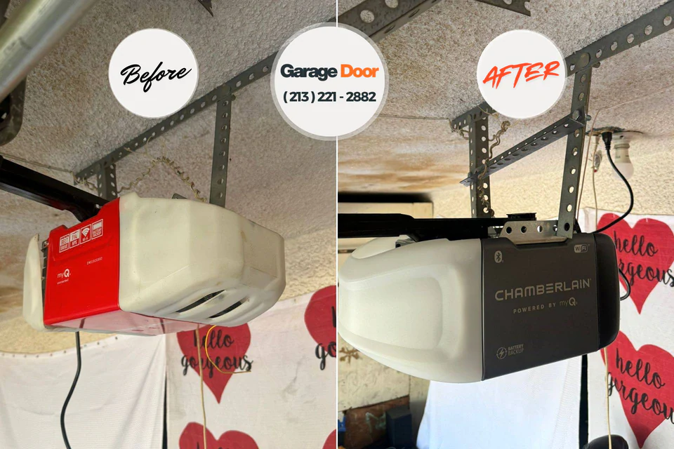 Before and after: garage door repair Berkeley Lake, GA
